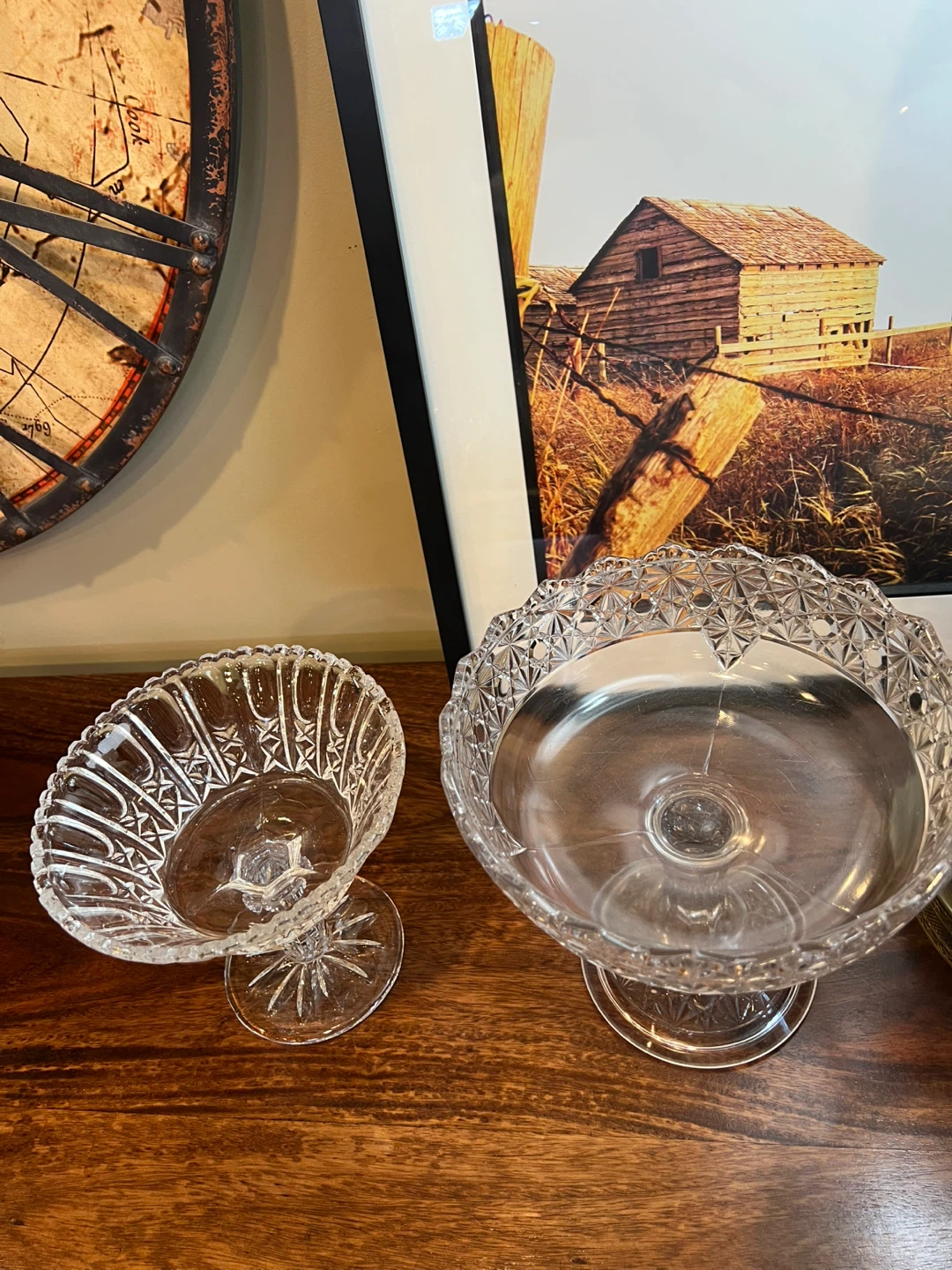 Vintage Pressed Glass Pedestal Bowls - photo 2