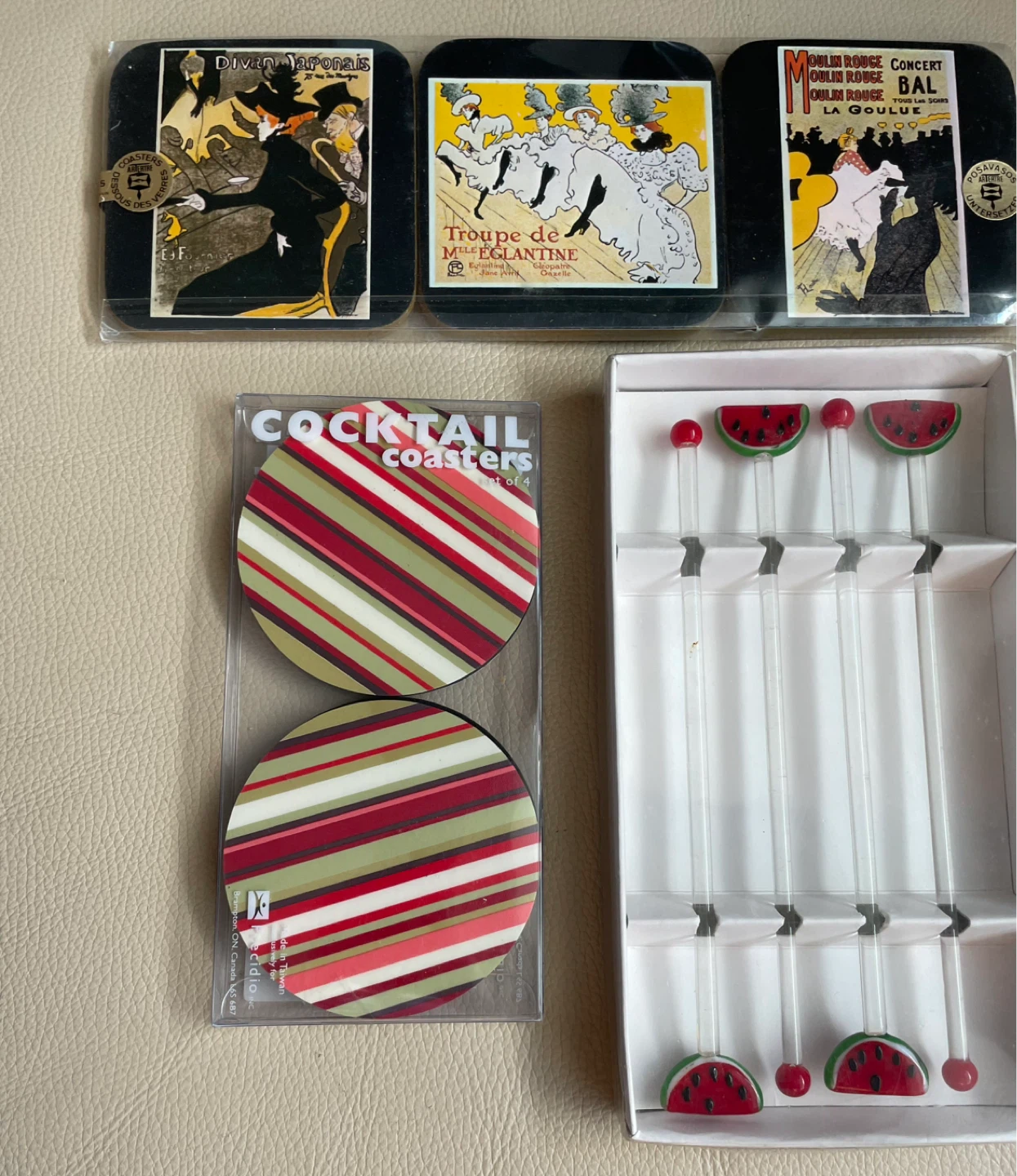 Coasters and Stir Stix set of 3 NEW - photo 2