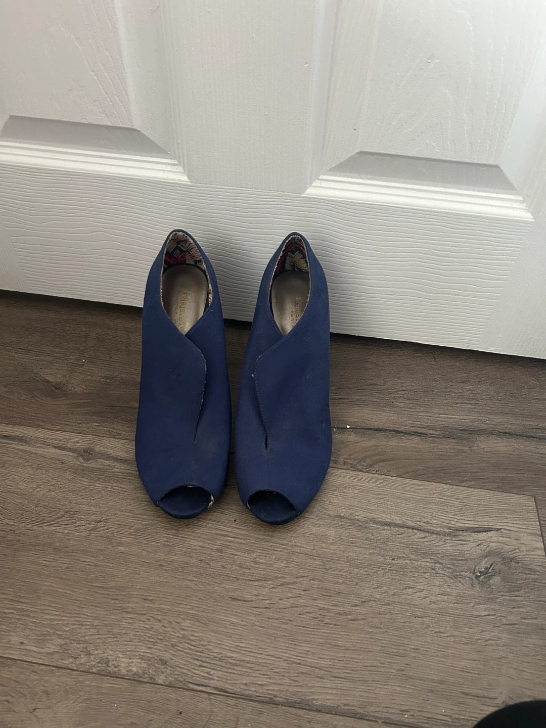 American Eagle Navy Blue Peep Toe Heels - photo 3