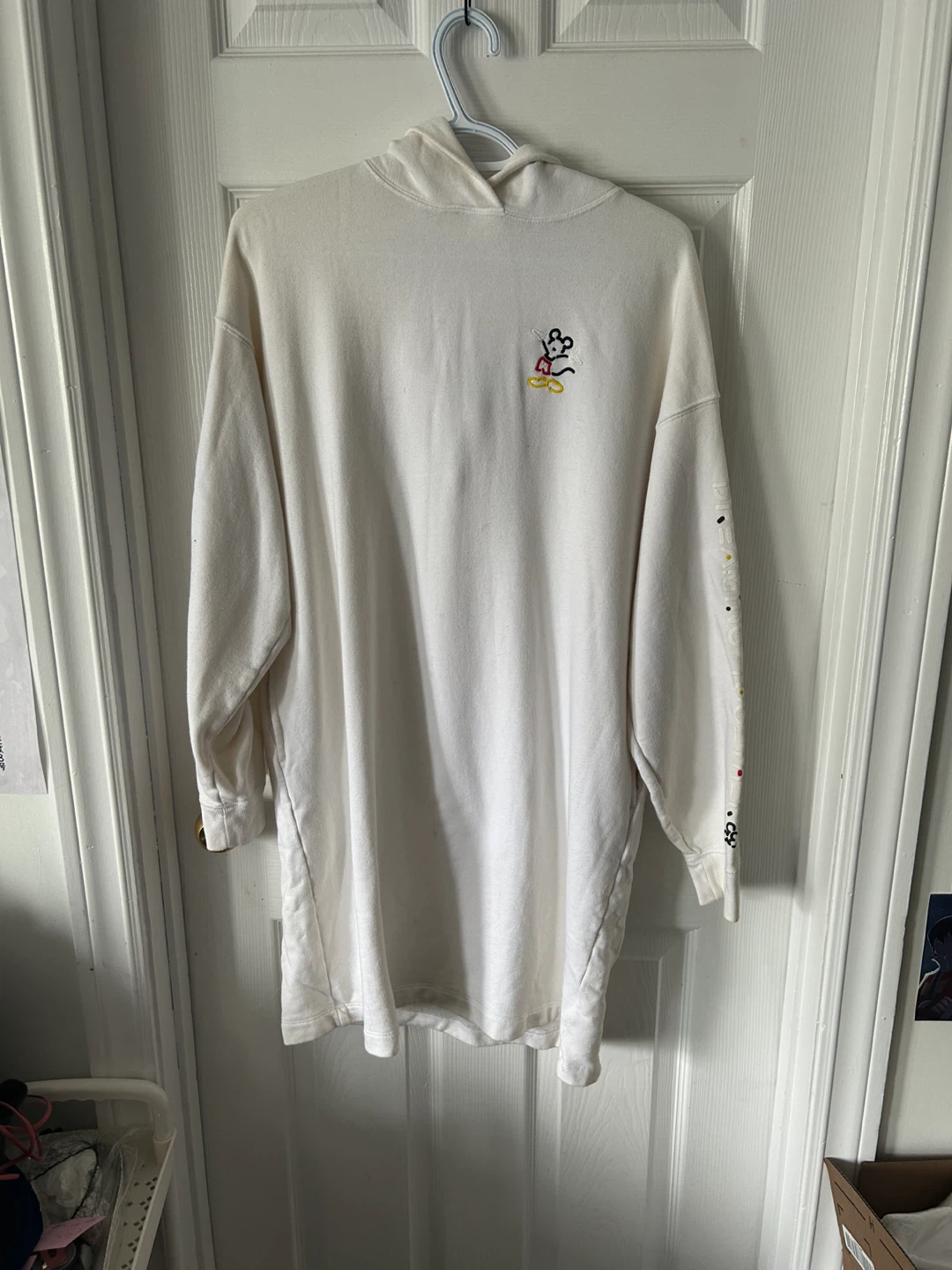 White Disney Mickey Mouse Embroidered Long Sleeve Top