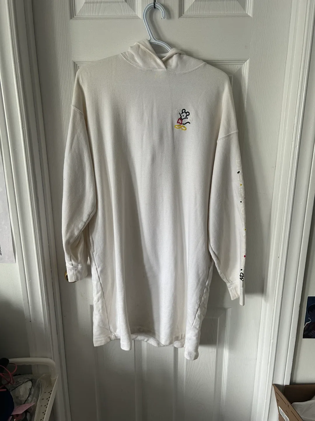 White Disney Mickey Mouse Embroidered Long Sleeve Top