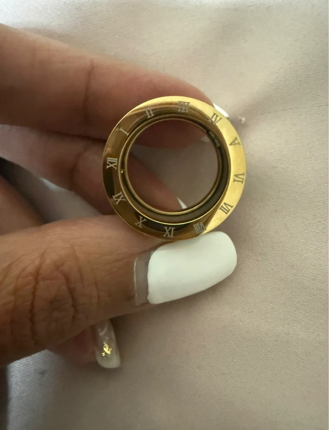 Gold and Silver Tone Ring with Roman Numerals - photo 2