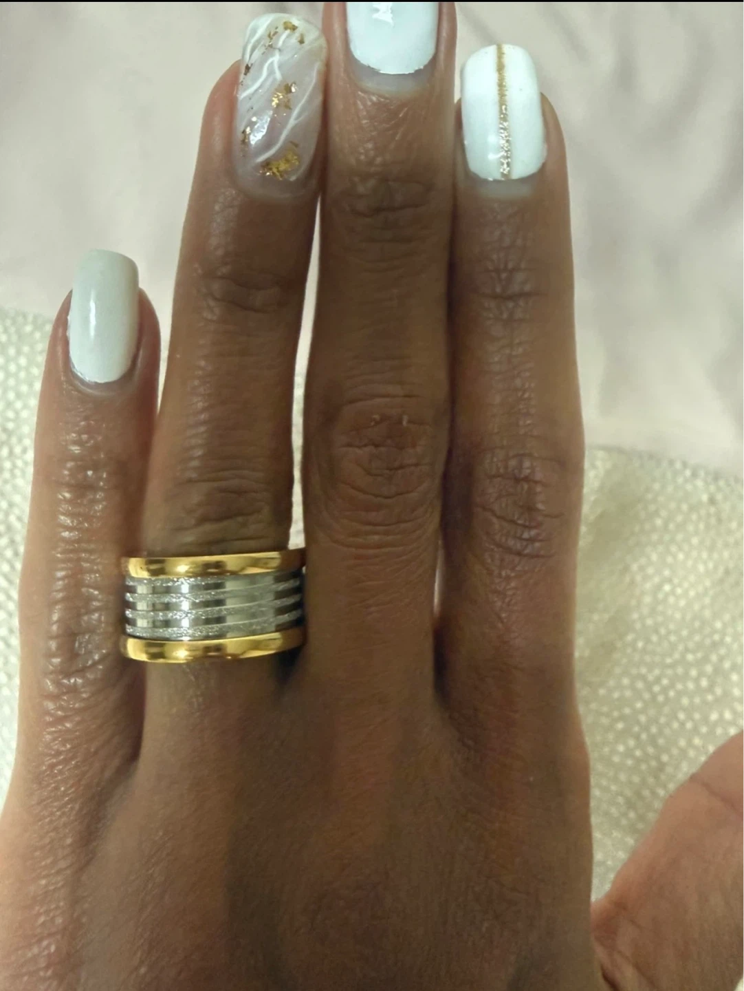 Gold and Silver Tone Ring with Roman Numerals - photo 3