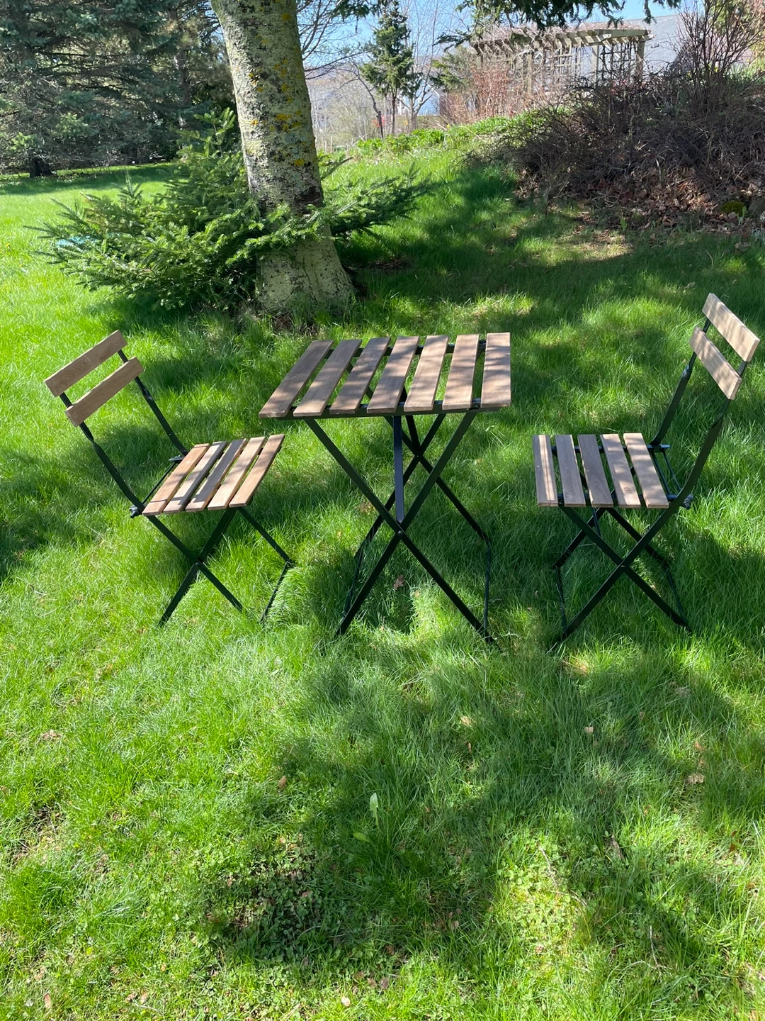 Wooden Bistro Set with Table and Chairs