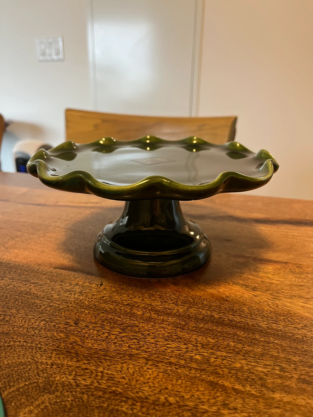 Green Ceramic tall fruit bowl