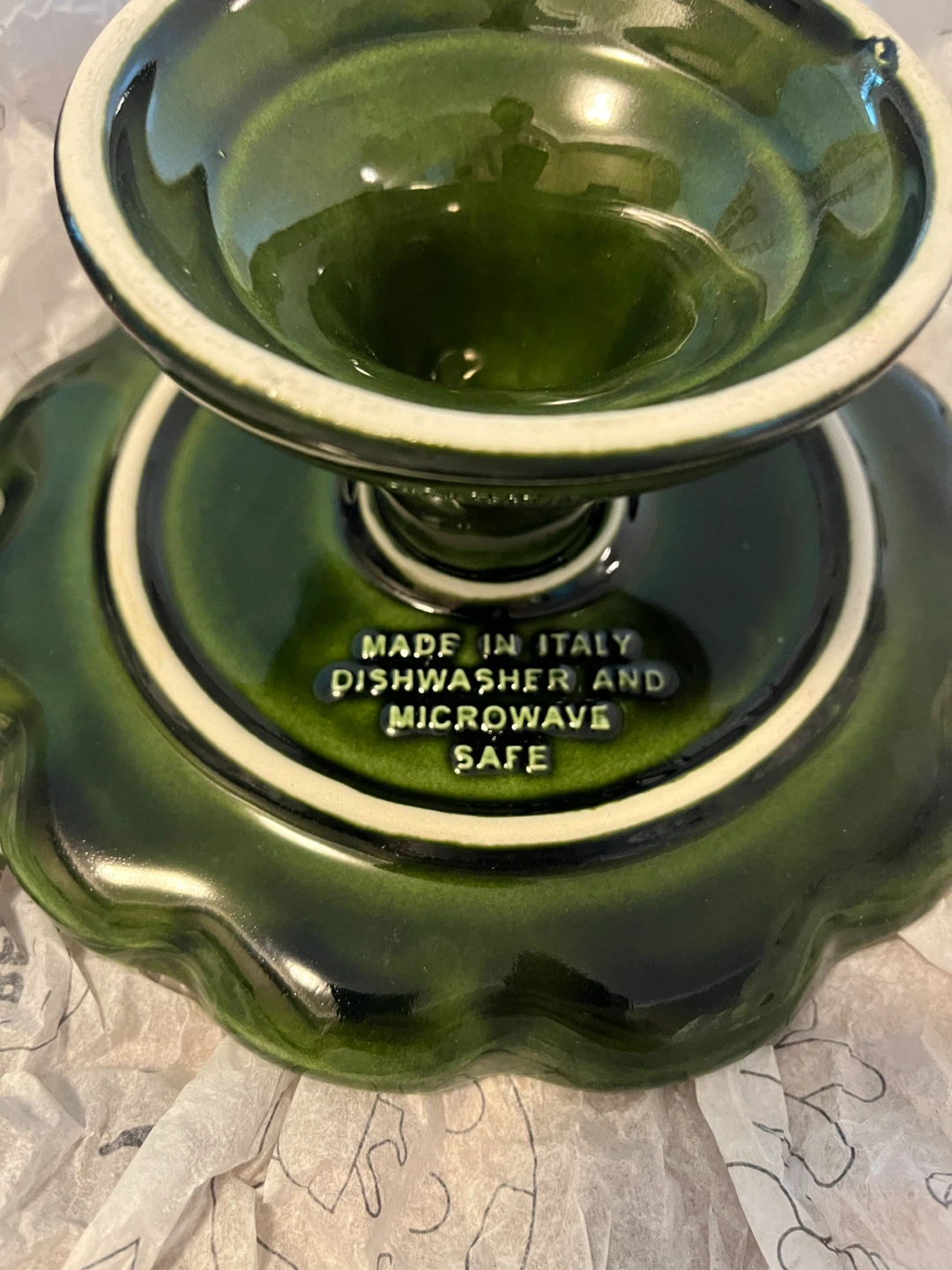 Green Ceramic tall fruit bowl - photo 2