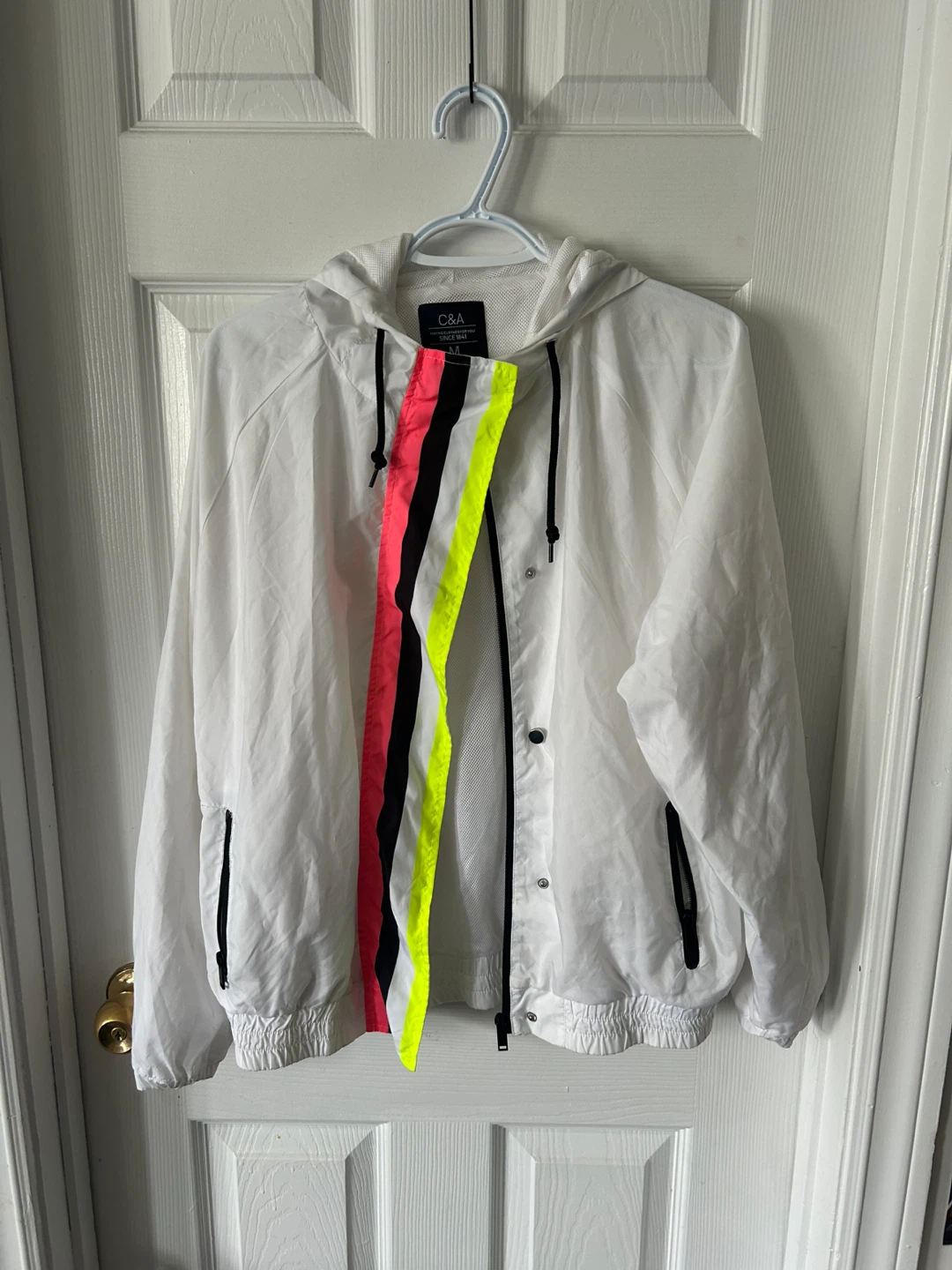 White Hooded Windbreaker - Size M
