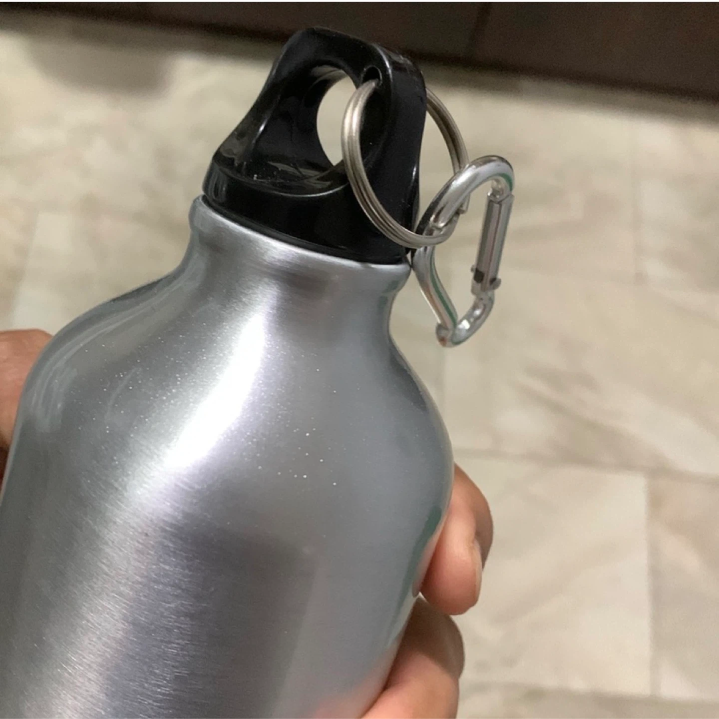 Silver "BE Amazing" Water Bottle with Carabiner Clip - photo 2
