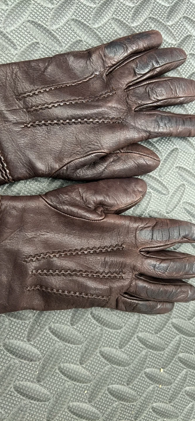 Brown Leather Gloves with Fur Lining