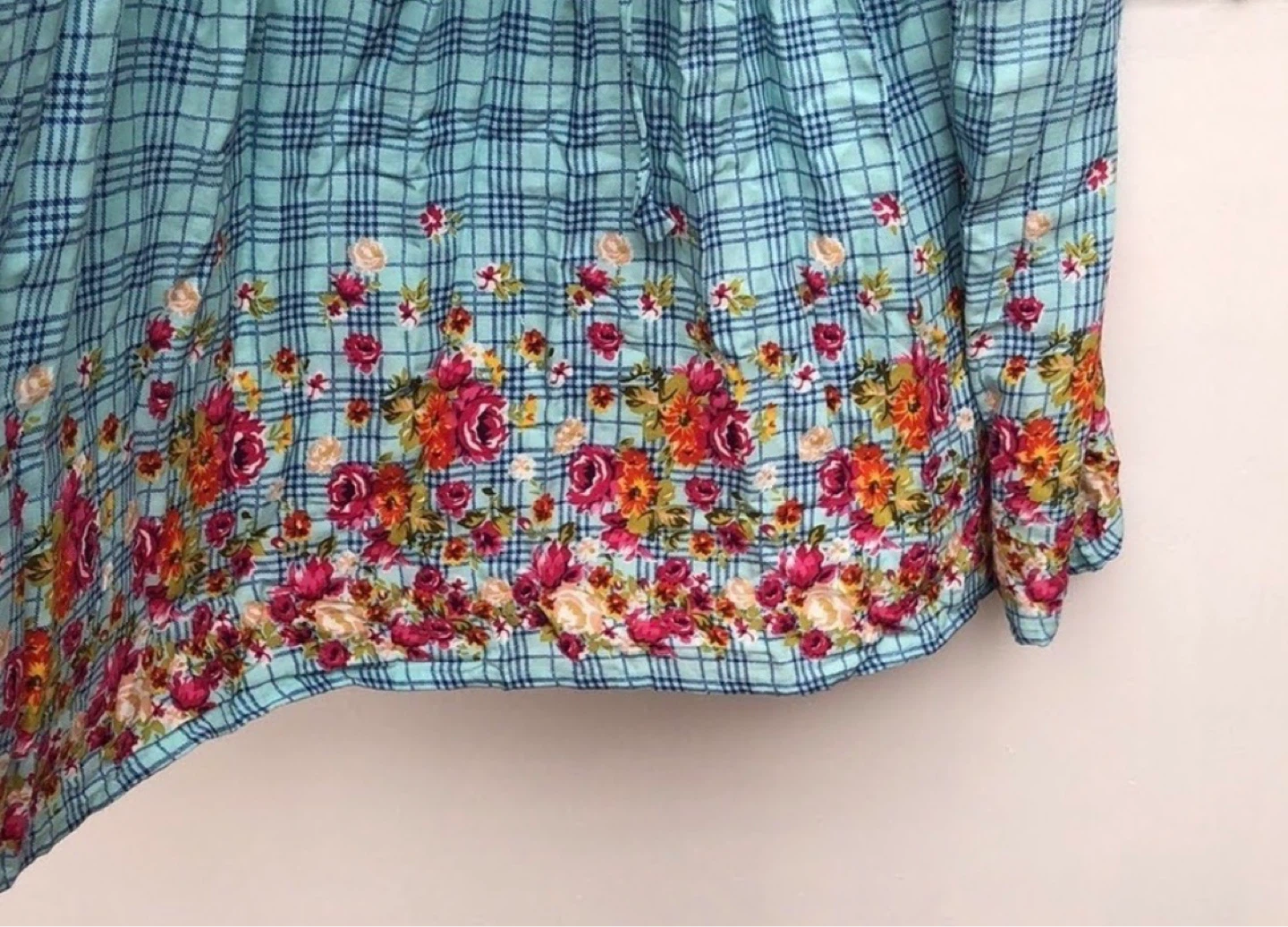 Blue plaid floral dress - photo 5