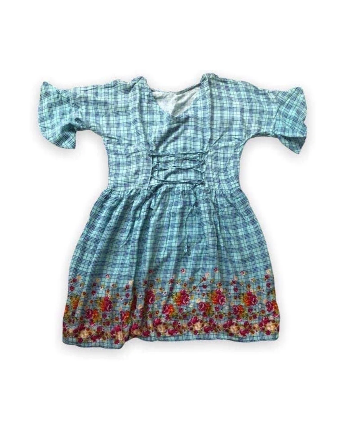 Blue plaid floral dress - photo 2