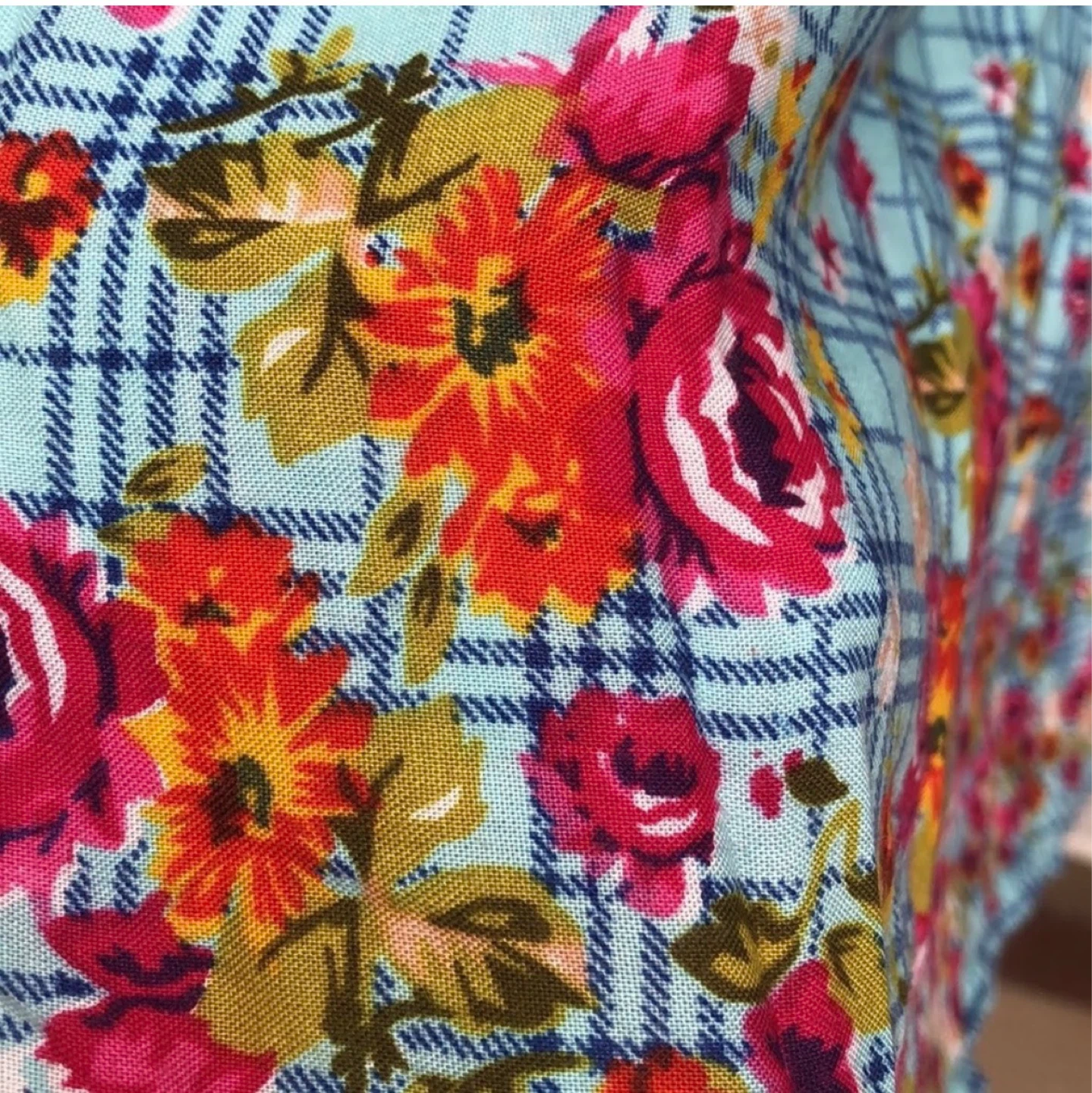 Blue plaid floral dress - photo 4