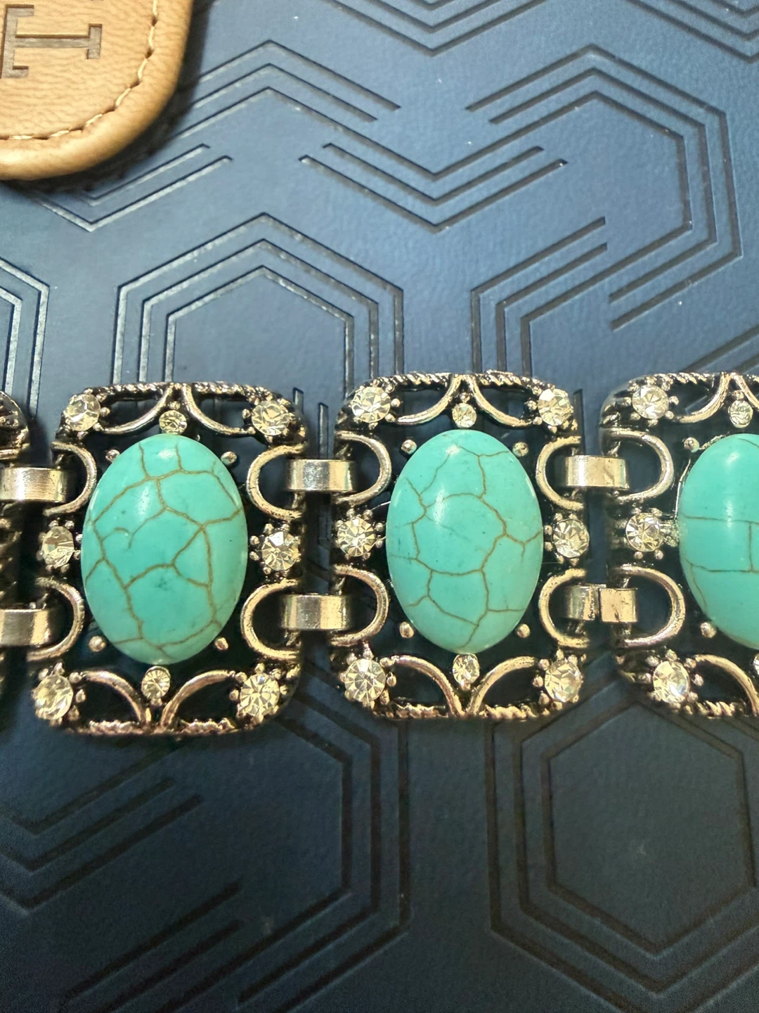 Turquoise and rhinestone bracelet - photo 3