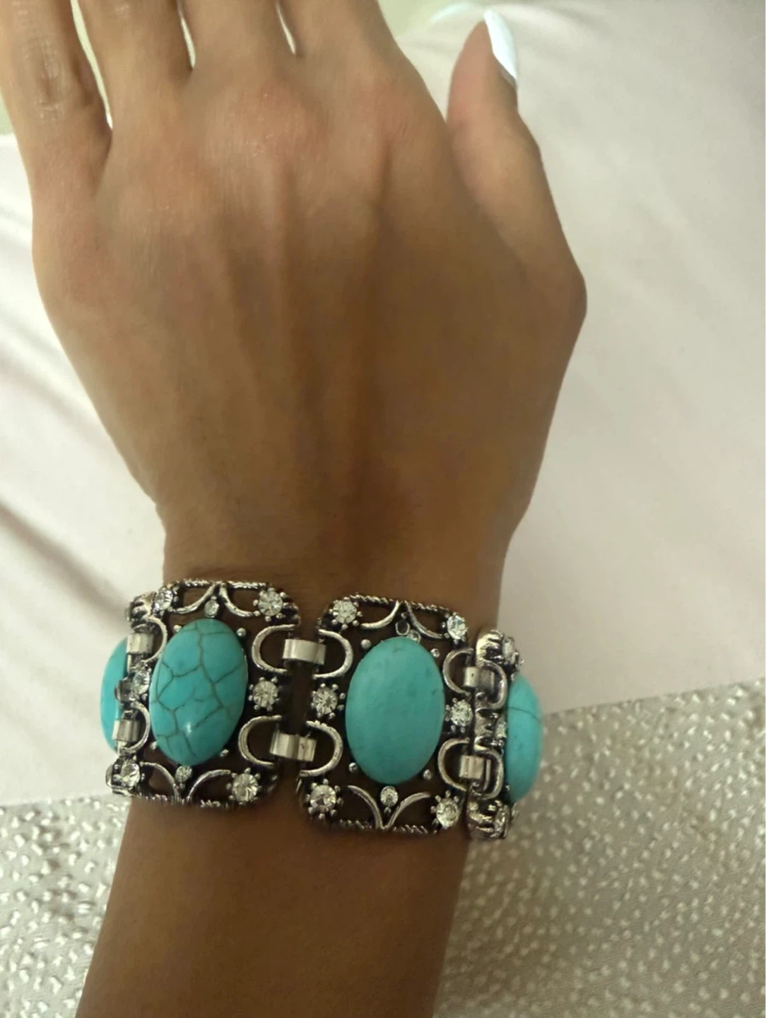 Turquoise and rhinestone bracelet - photo 4