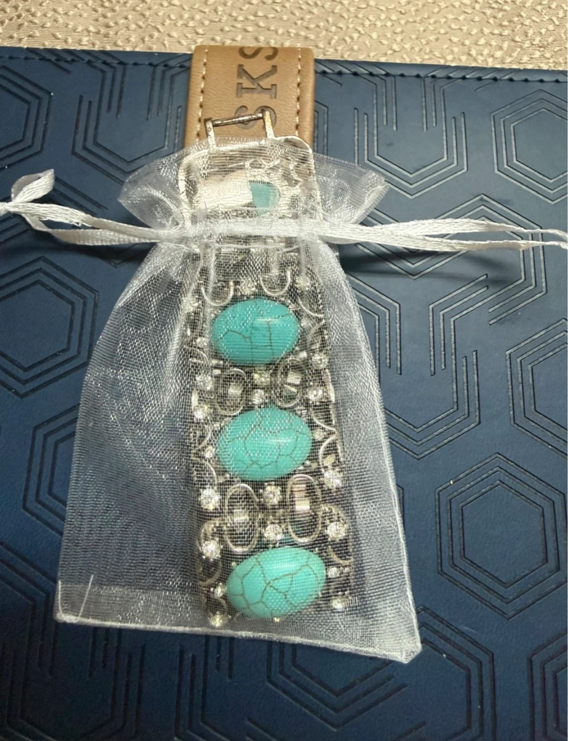 Turquoise and rhinestone bracelet - photo 5