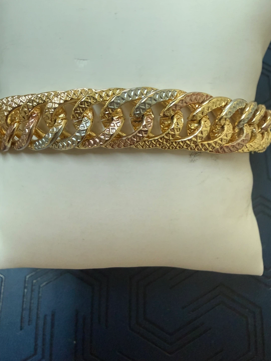 Tri-Tone Gold Chain Link Bracelet - photo 2