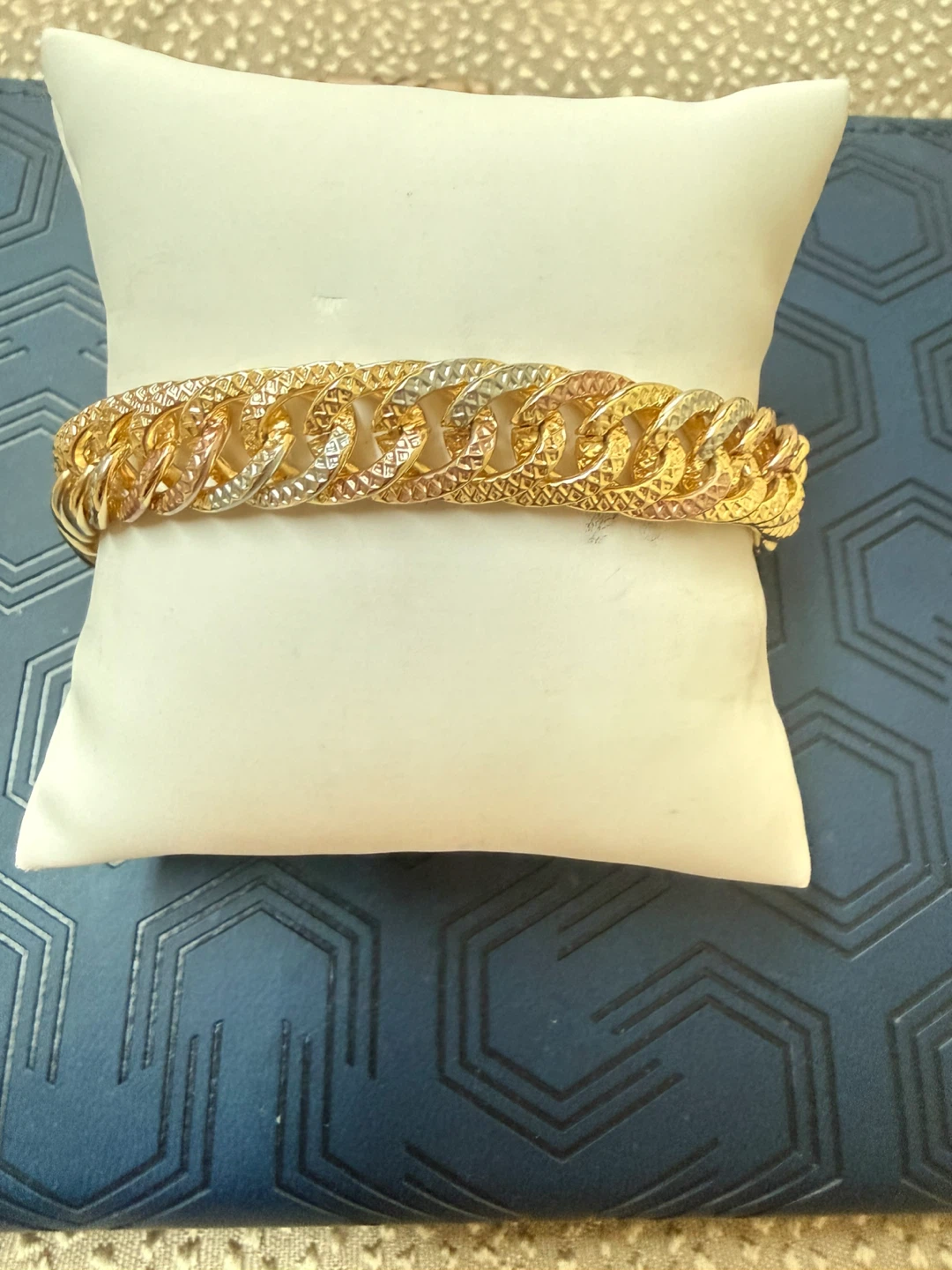 Tri-Tone Gold Chain Link Bracelet