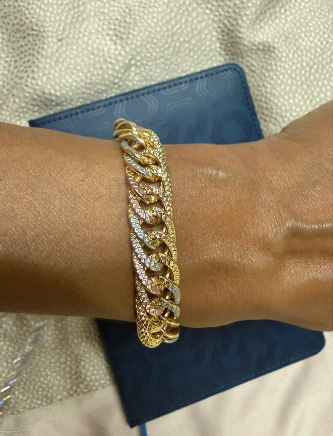 Tri-Tone Gold Chain Link Bracelet - photo 5