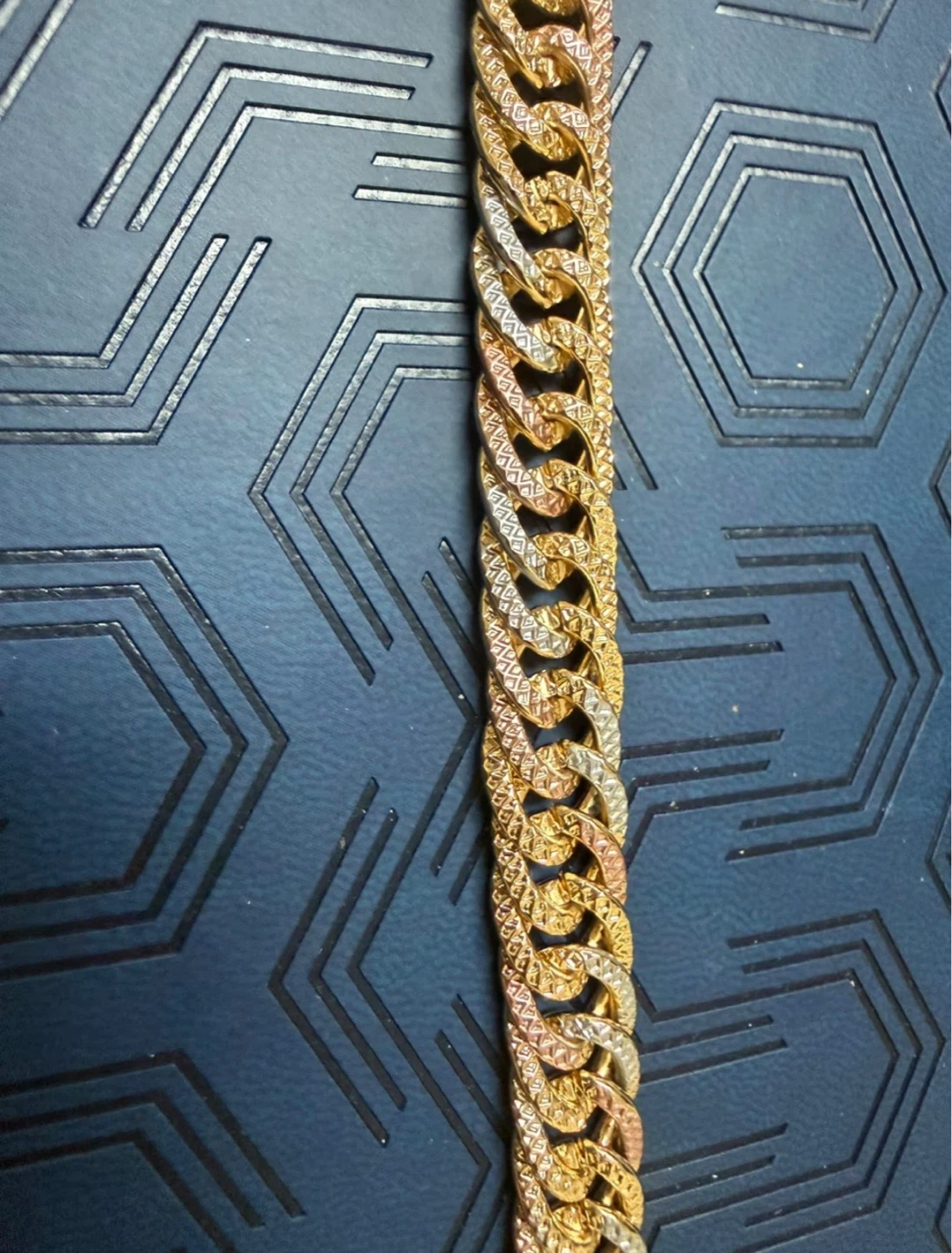 Tri-Tone Gold Chain Link Bracelet - photo 4