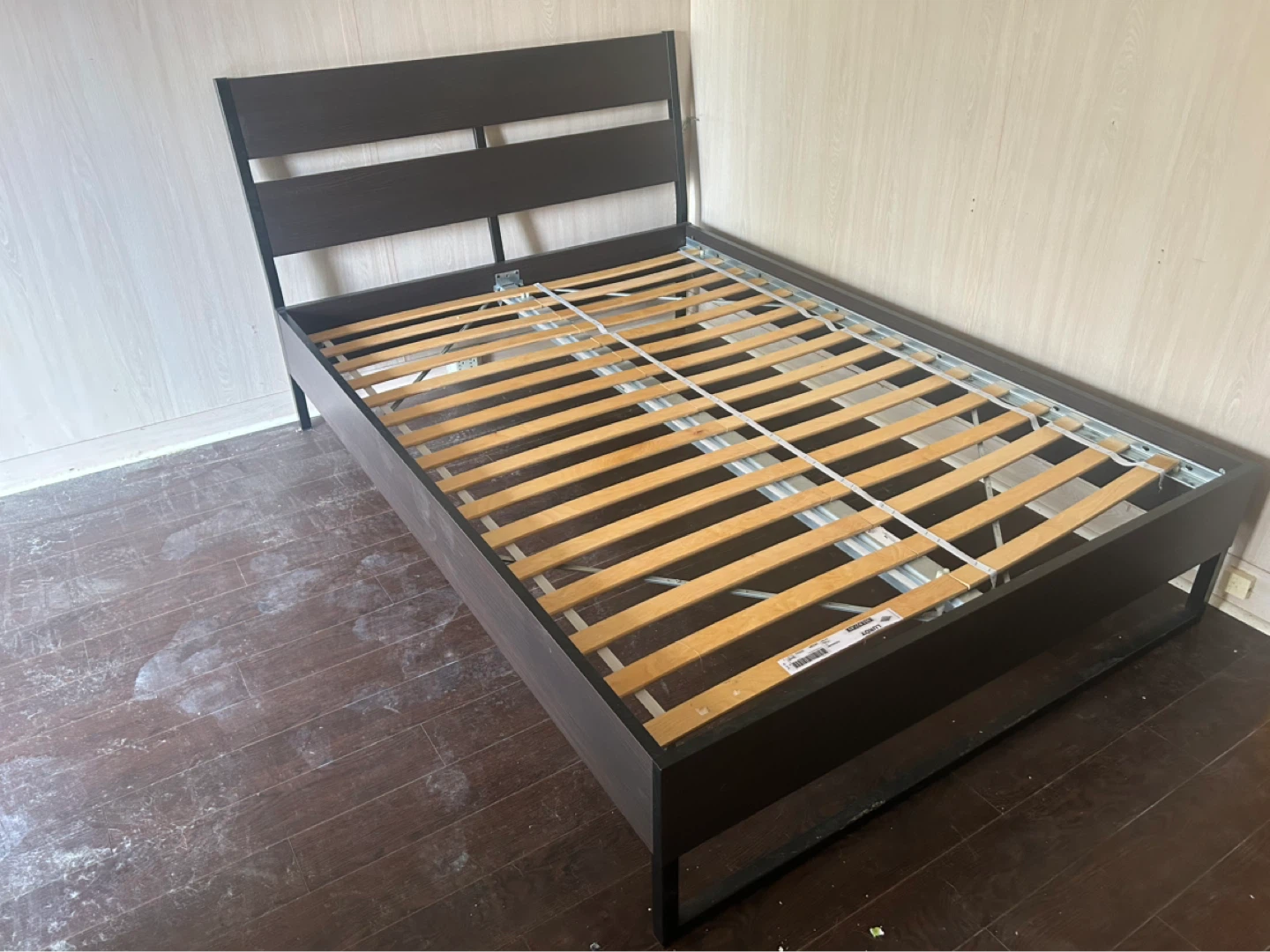 Dark Brown Double Bed Frame with Slats