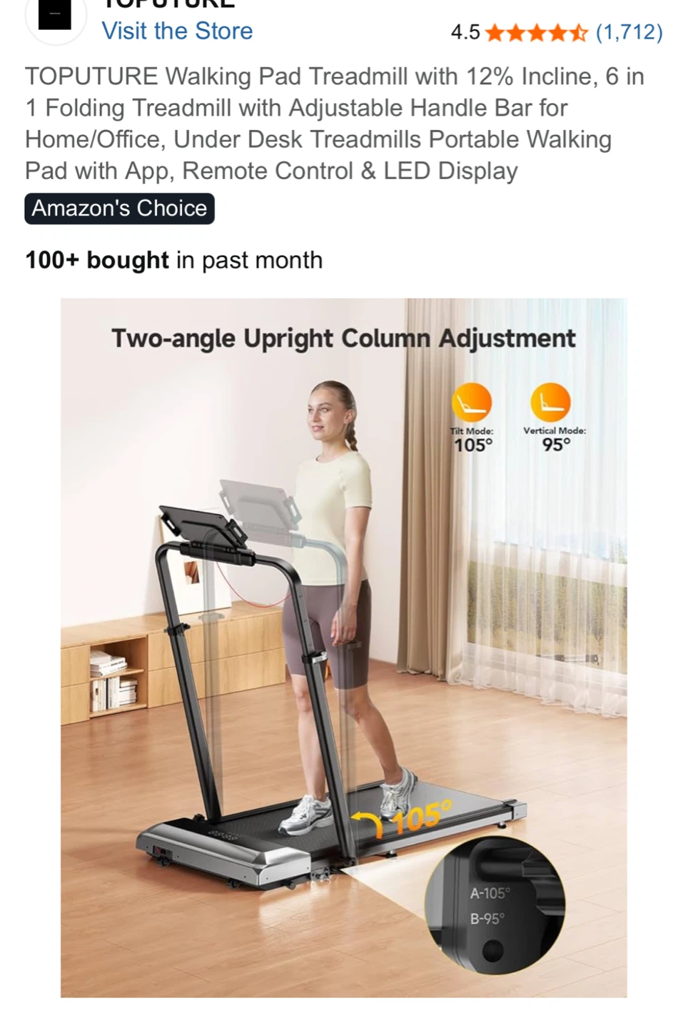 Walking Pad Treadmill with Incline, Like New / Assembled - photo 4