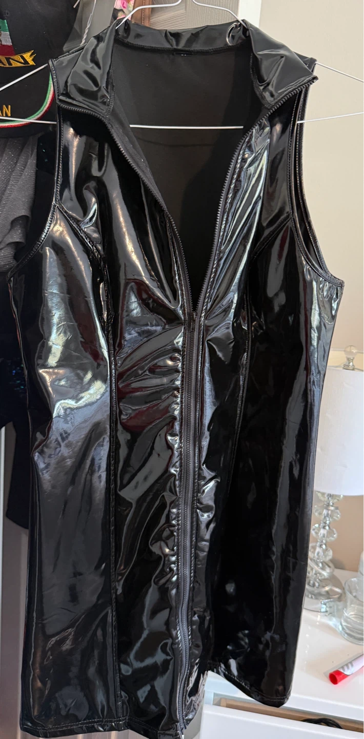 Black Vinyl Zipper Dress