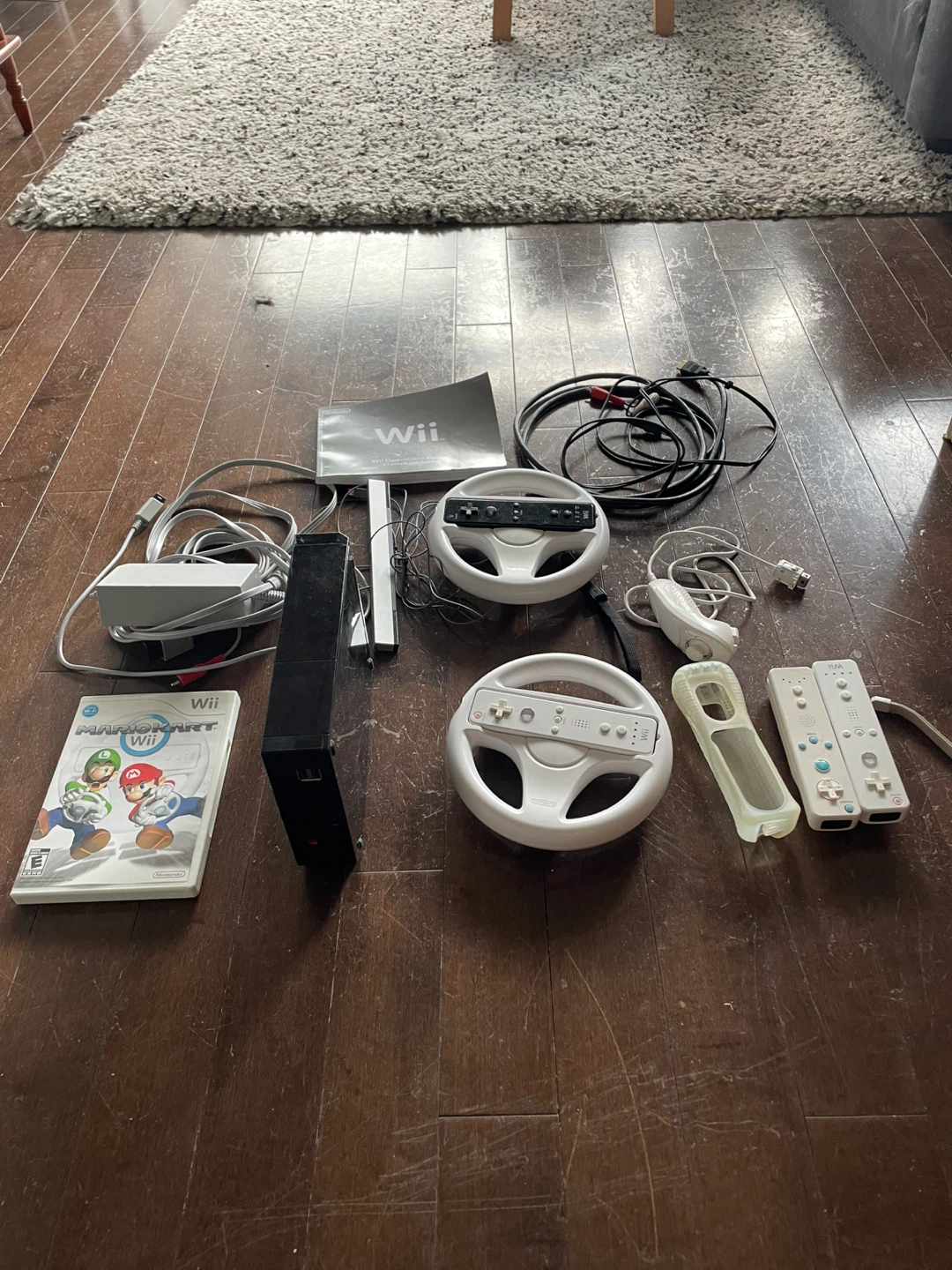 Nintendo Wii Console with Mario Kart Wii Game and Accessories - photo 2
