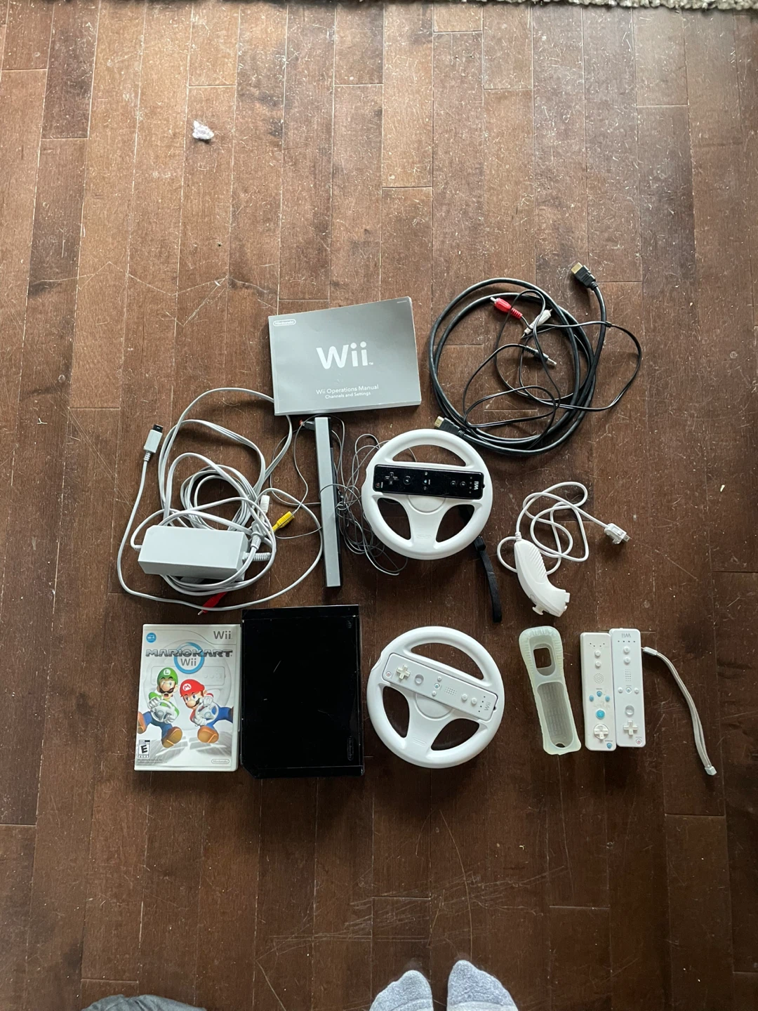 Nintendo Wii Console with Mario Kart Wii Game and Accessories