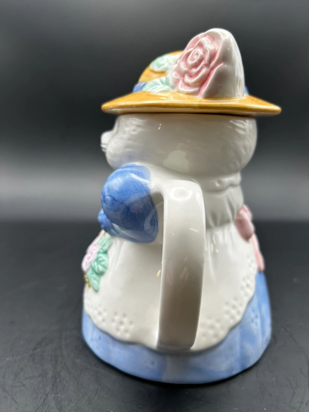 Ceramic Cat Teapot with Hat and Flower Basket - photo 5