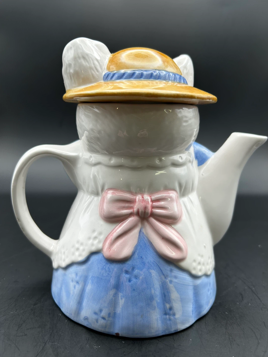 Ceramic Cat Teapot with Hat and Flower Basket - photo 4