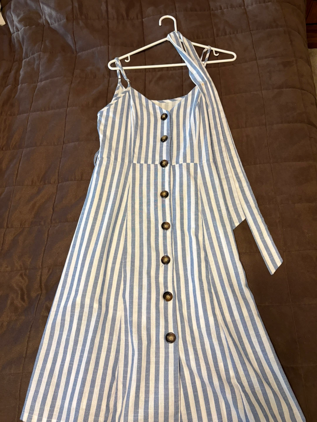 LUNA Striped Button-Front Midi Dress - Size L