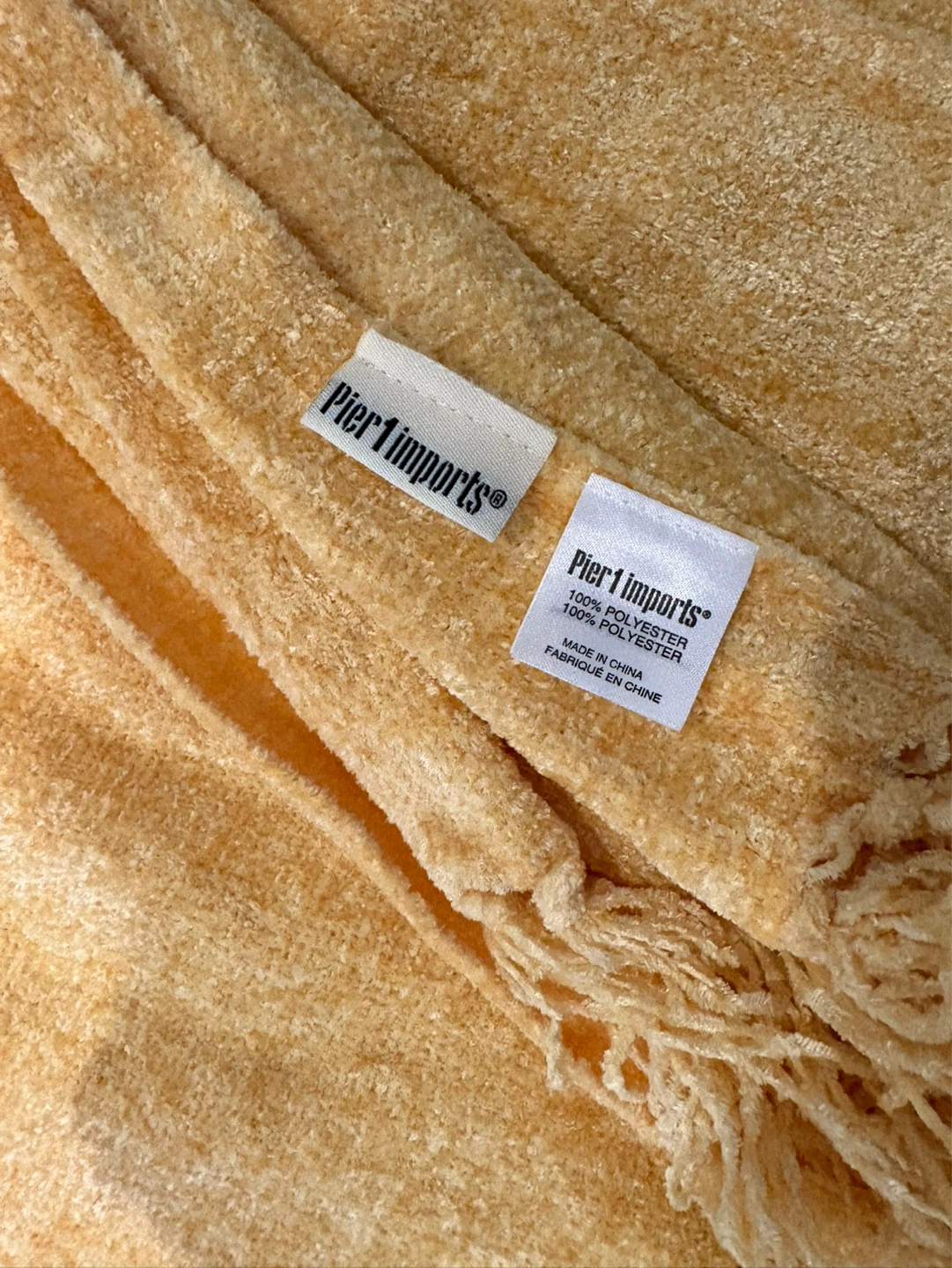 Pier 1 Imports butter yellow fringe Throw Blanket - photo 2
