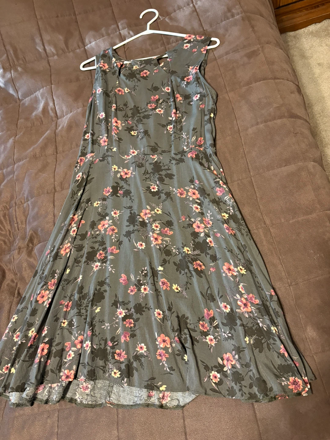 Apricot floral sleeveless midi dress UK 14