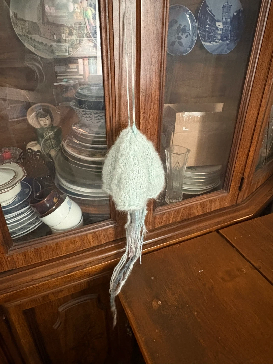 Light Blue Knitted Jellyfish Ornament