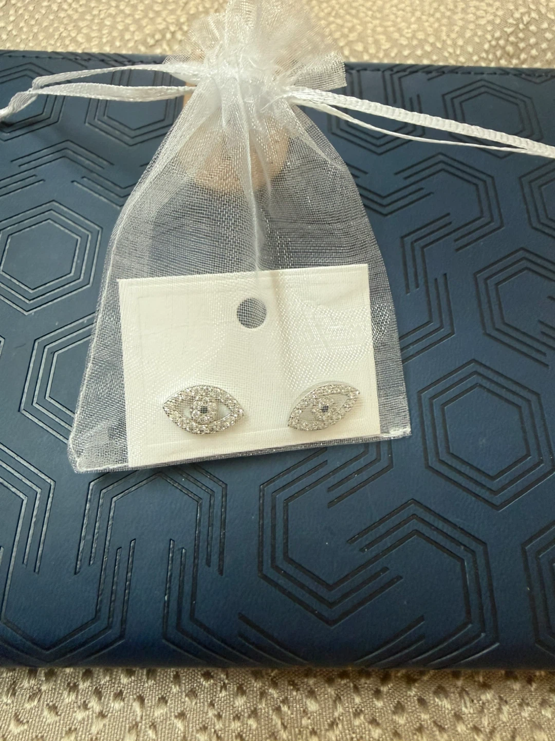 Italian Silver dark blue eye Stud Earrings - photo 3
