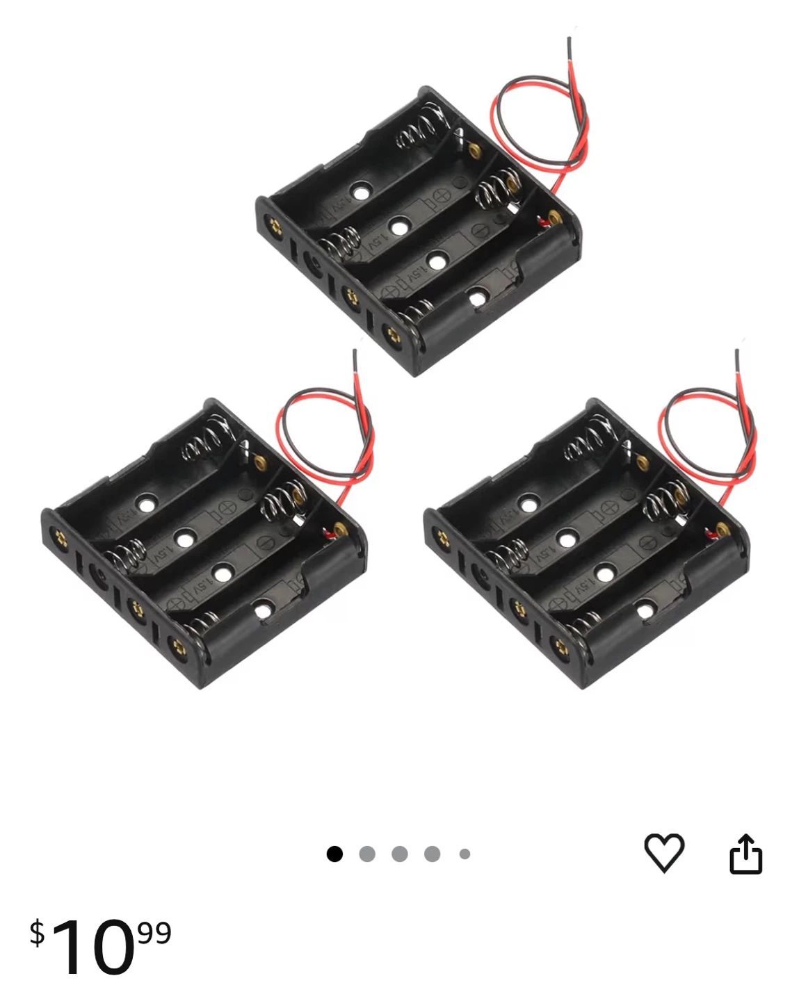3 Pack AA Battery Holders with Wires - photo 2