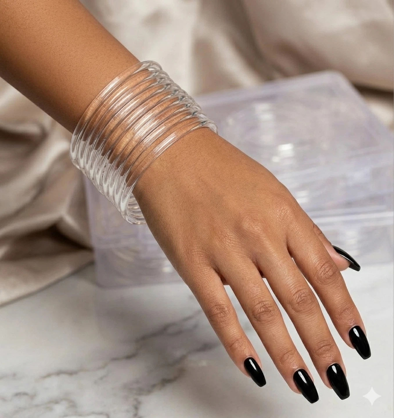 Clear transparent glass jelly Bangles