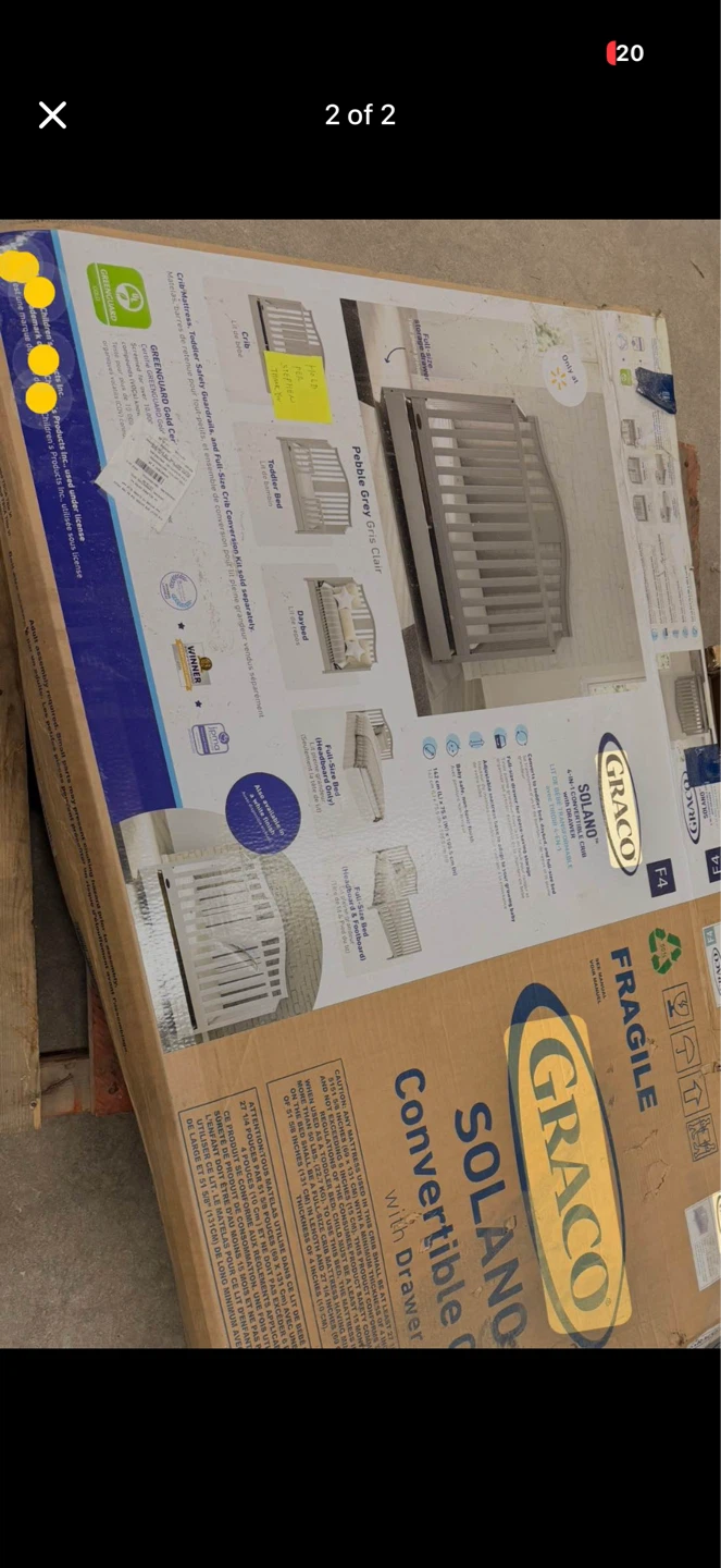 Graco Solano 4-in-1 Convertible Crib with Drawer - Grey - photo 2