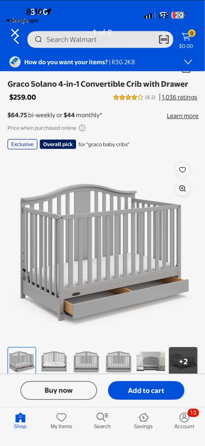 Graco Solano 4-in-1 Convertible Crib with Drawer - Grey
