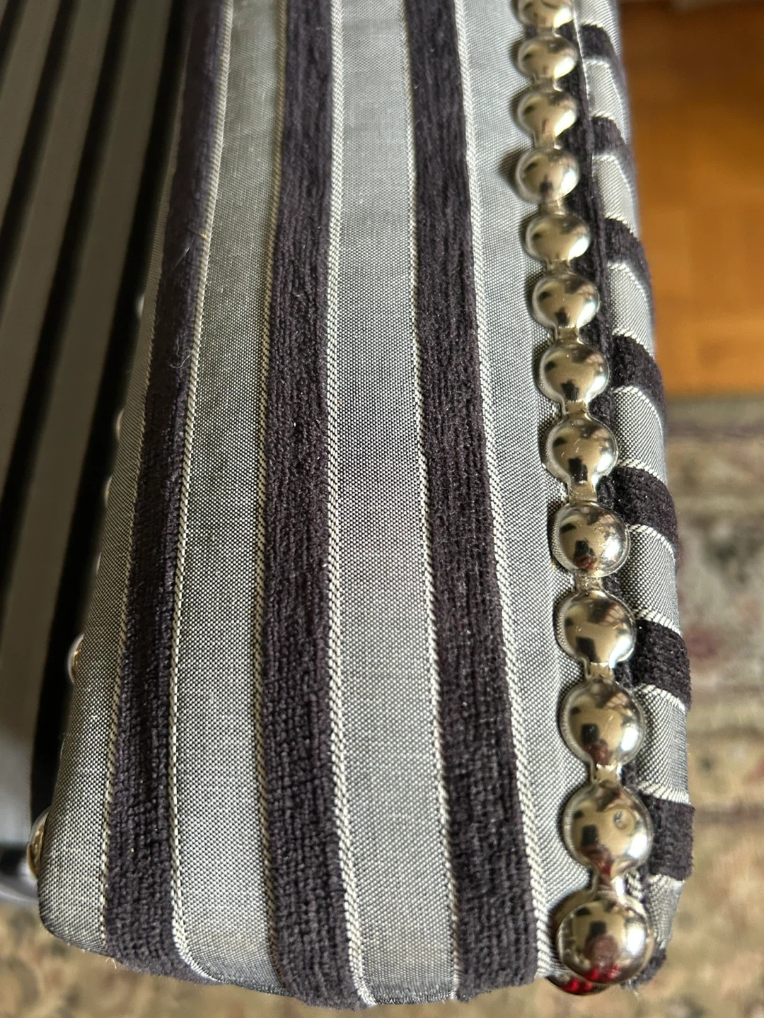 Striped Accent Chair with Silver Nailhead Trim - photo 5
