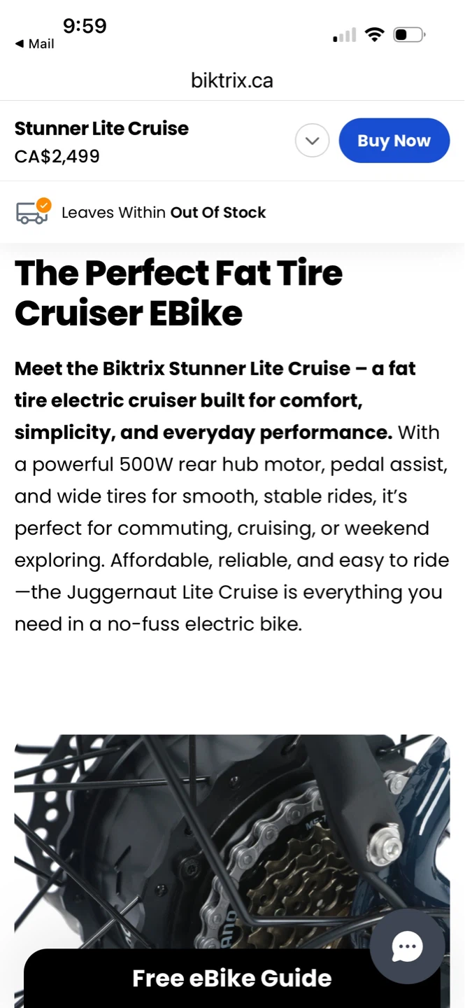 Biktrix Stunner Lite Cruise ST Electric Bike - photo 4