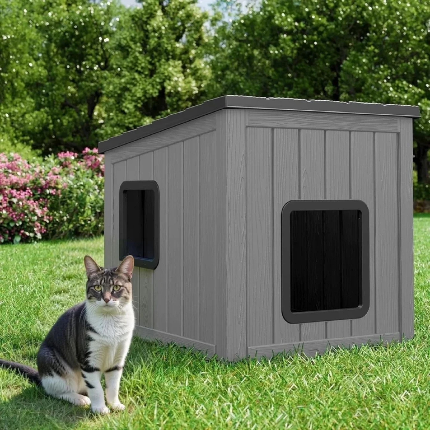 Bifanuo Outdoor Cat House, Weatherproof Shelter