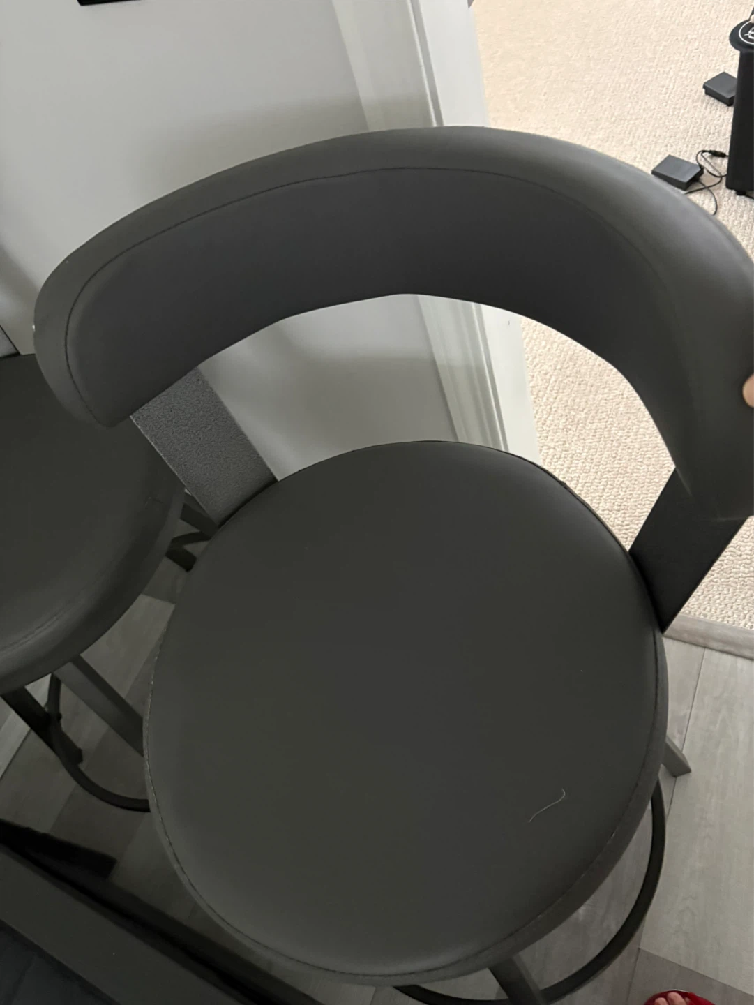 Set of 2 Dark Grey Swivel Bar Stools with Backs