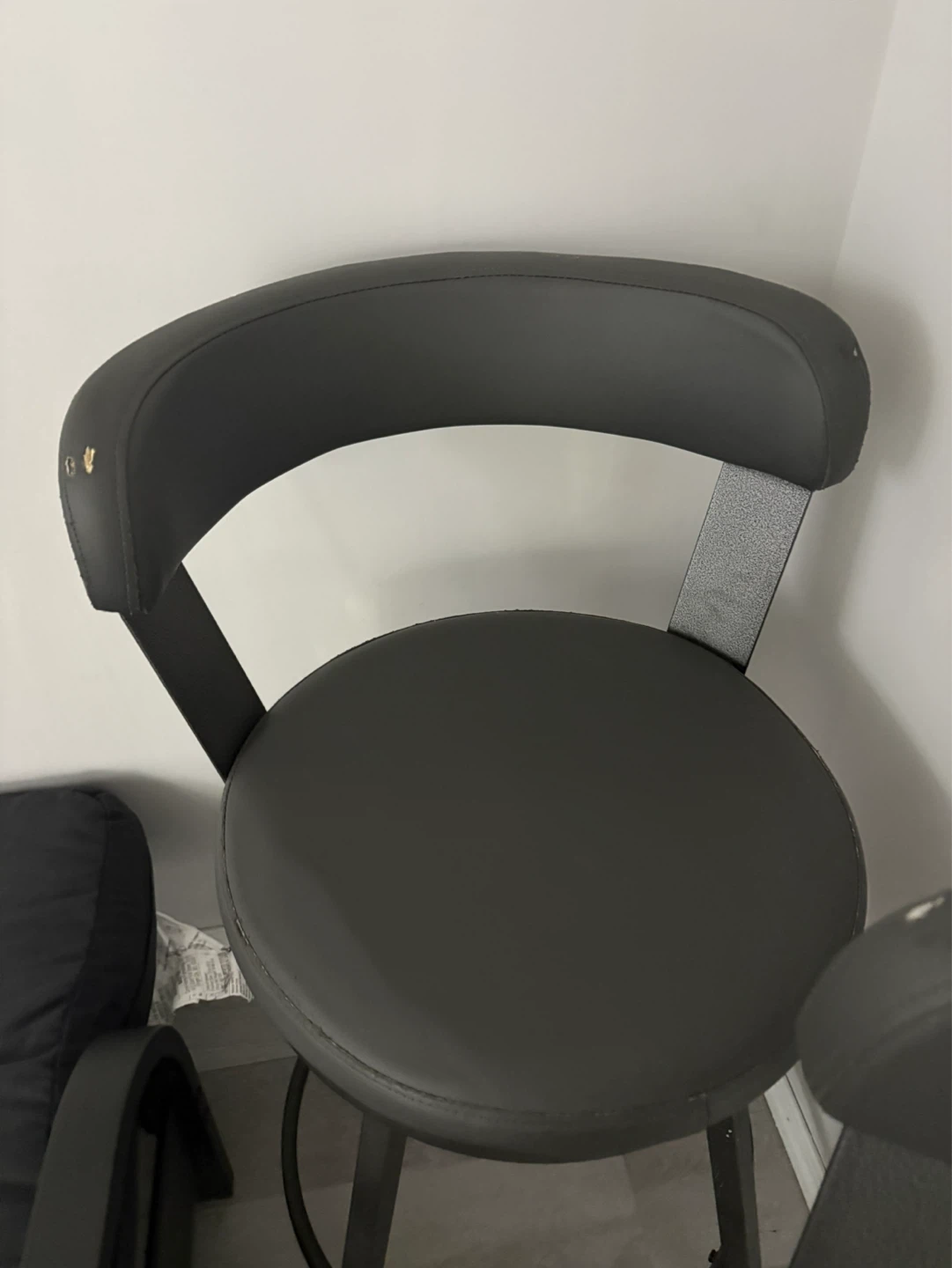 Set of 2 Dark Grey Swivel Bar Stools with Backs - photo 2