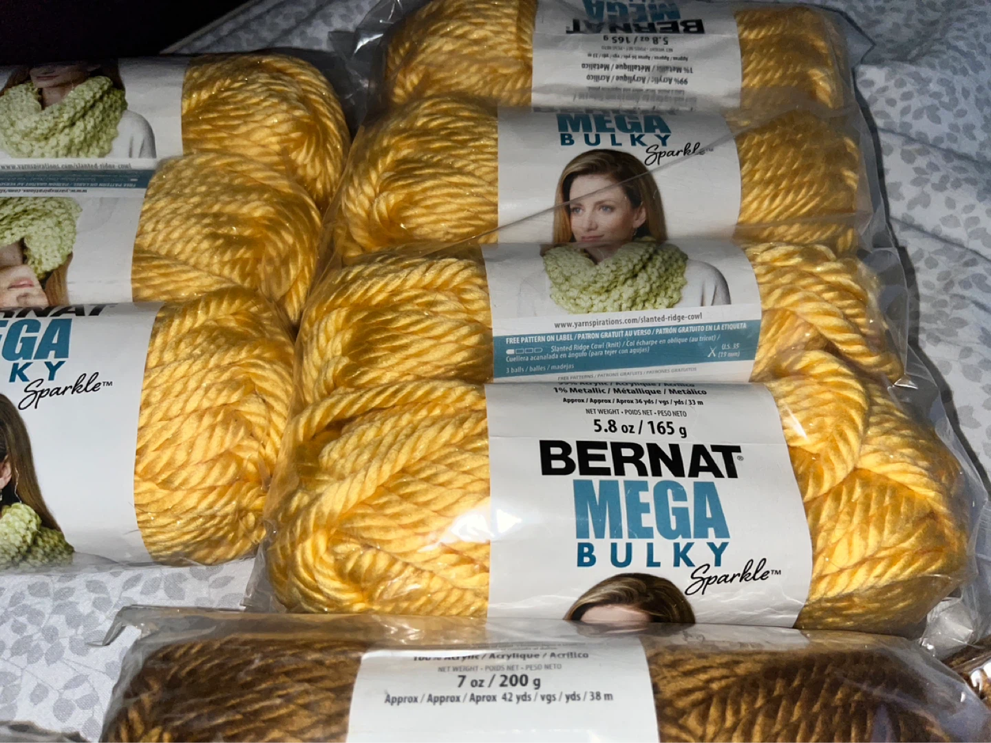 Bernat Mega Bulky Sparkle Yarn - Yellow and Gold
