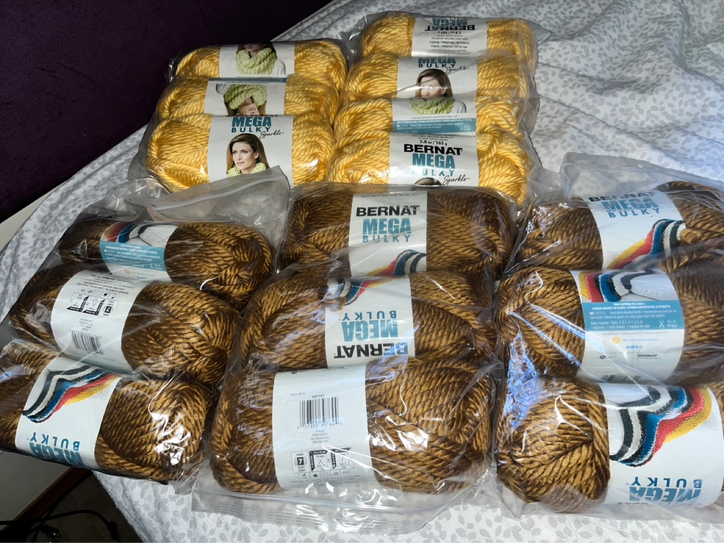 Bernat Mega Bulky Sparkle Yarn - Yellow and Gold - photo 2