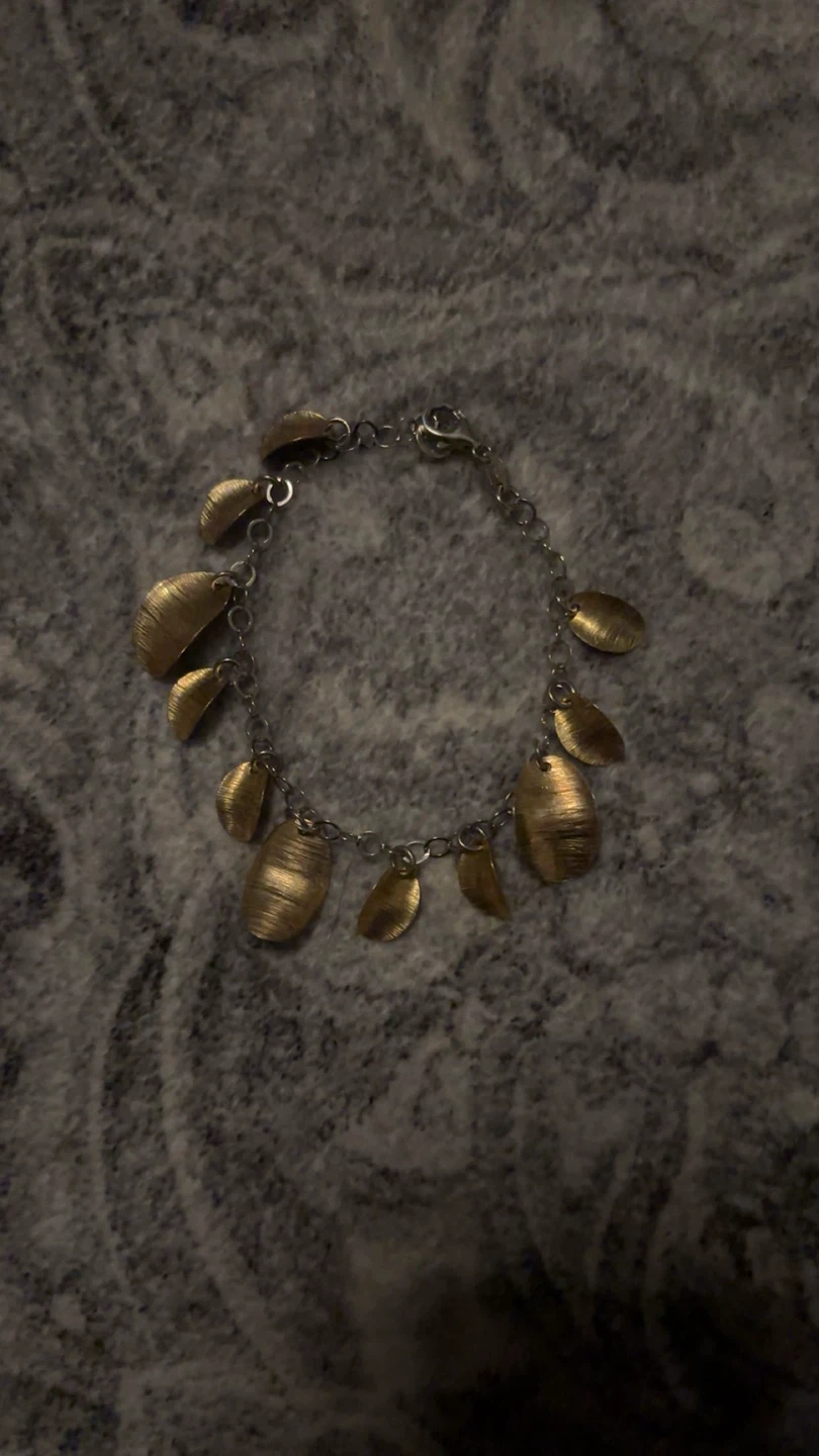Gold Tone Leaf Charm Anklet