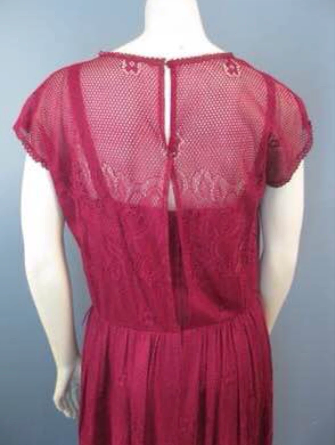 Women's Burgundy Lace Overlay Dress with Black Belt - photo 3