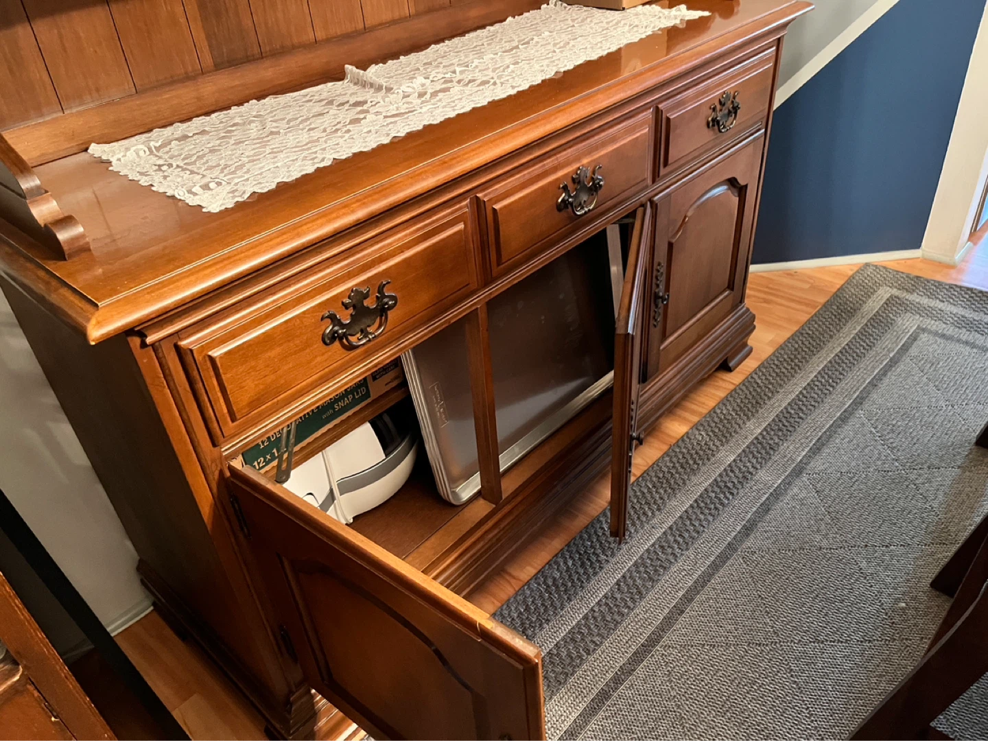 Vintage Wooden China Hutch and Buffet - photo 4