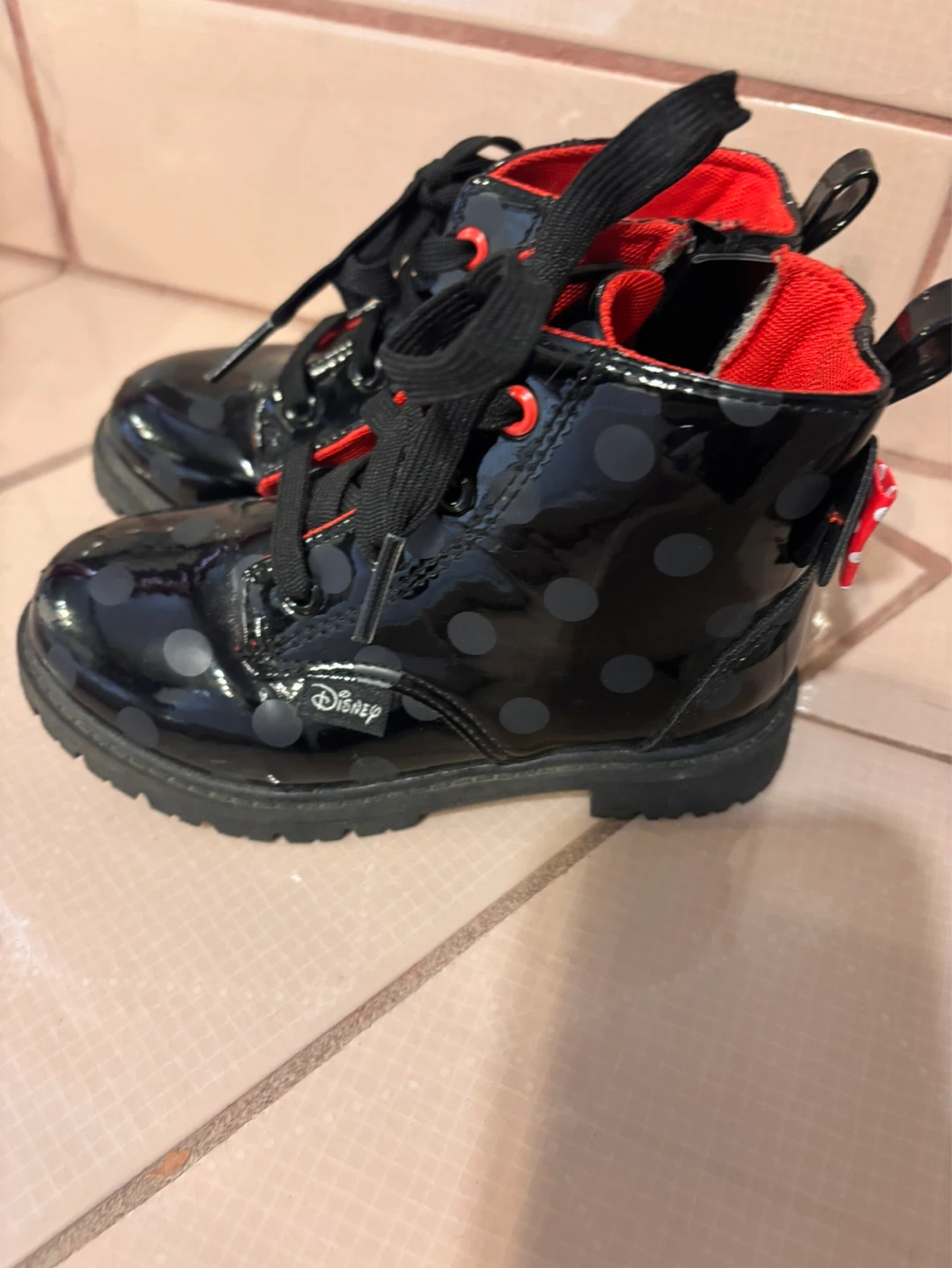 Disney Minnie Mouse Black Patent Boots Size Toddler 7 - photo 3